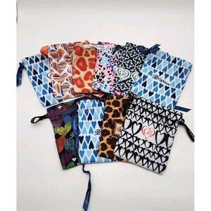 Lot Of 9 Brighton Cloth Fabric Jewelry Storage Bags #1 Hearts Drawstring Pouch